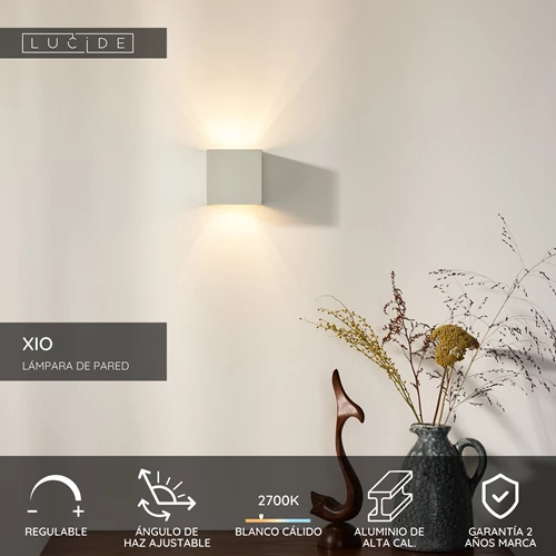 Lucide XIO - Lámpara de pared - LED Regul. - G9 - 1x4W 2700K - Ángulo de haz ajustable - Blanco - USP